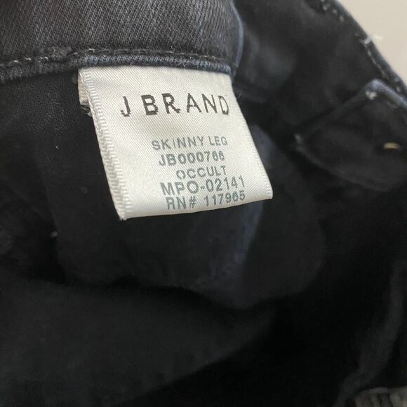 J Brand Skinny Jeans Occult Wash Factory Faded Black Dark Gray Pants Raw Hem 27 - Picture 9 of 11